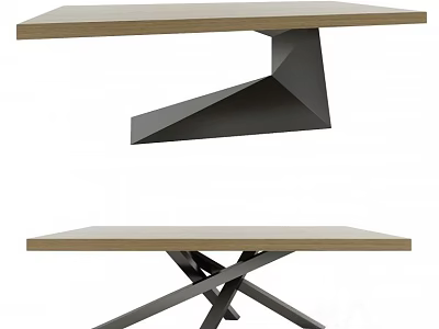Modern Dining Table Designs With Geometric And Crossed Metal Bases And Light Tops 3d model