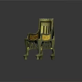 Egyptian Style Leisure Chair With Golden Accents Green Seat And Carved Legs