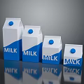 Various Sizes of Blue and White Milk Cartons with Blue Caps for Food Storage
