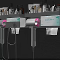 Wall Mounted Bathroom Set With Toiletries Hair Dryer And Tissue Holder
