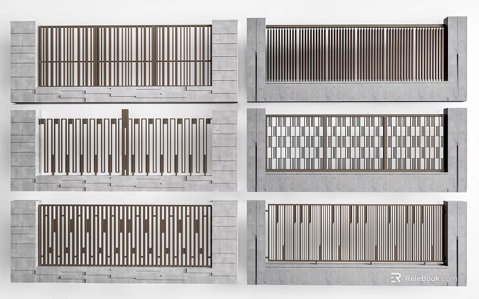 Modern Building Facade With Metal Grilles And Various Geometric Design Patterns 3d model 