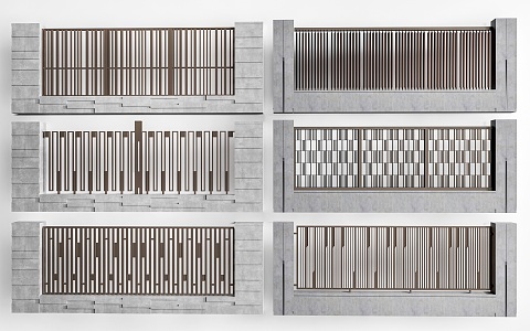 Community fence courtyard fence grille fence iron fence 3d model