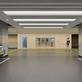 Indoor Parking Garage With Parked Cars White Lines Yellow Black Warning Strips Columns And Lighting