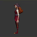 3D Female Character With Red Hair Purple Outfit Headscarf And Stylized Design