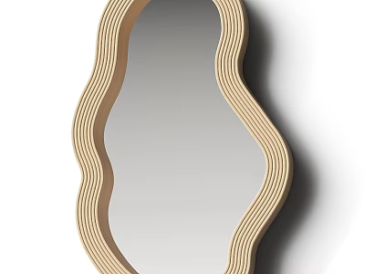 Stylish Modern Wall Mirror Featuring Wooden Wavy Frame Design For Home Decor 3d model