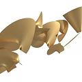 Golden Spiral Art Installation With Curved Shiny Sculptural Design Elements