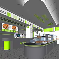 Lime Green Modern Dessert Shop Interior With Pastry Display Counter And Brunch Cafe