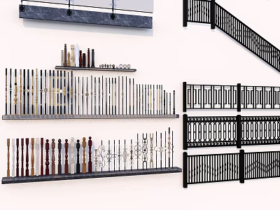 Outdoor wrought iron railings 3d model