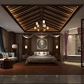 Traditional Chinese SPA Sauna Relaxation Space With Wooden Ceiling Chandelier And Bathtub