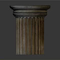 Elegant Classical Fluted Stone Column Featuring Black Circular Top Design