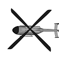 Modern Helicopter With Black Rotors And Silver Body Flying In Clear Sky