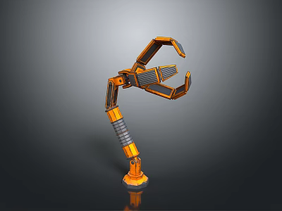 Orange Industrial Robotic Arm With Articulated Joints And Gripping Mechanism For Automated Handling Operations 3d model