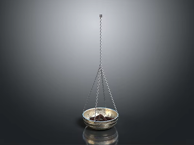 Hanging Metal Basket With Household Items For Home Storage And Decor 3d model