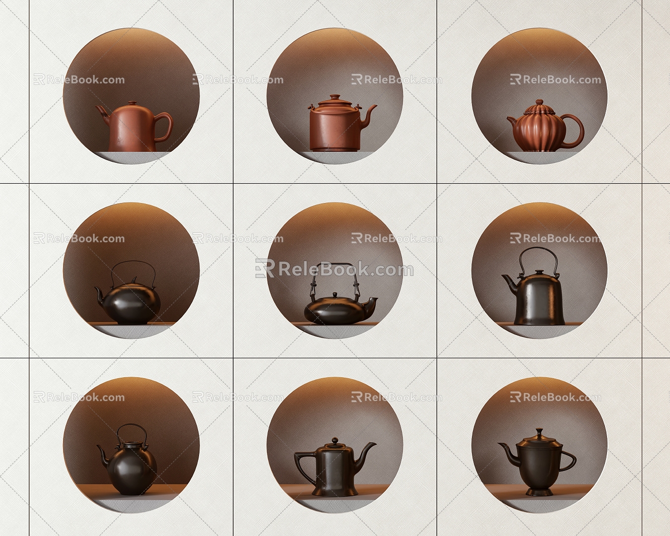 New Chinese Tea Set Ornaments 3d model