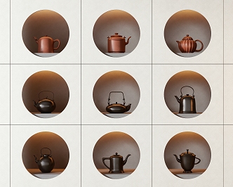 New Chinese Tea Set Ornaments 3d model