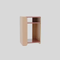 Light Textured Wooden Nightstand With Open Storage Shelves For Modern Minimalist Bedroom Home Decor