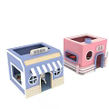 Colorful Miniature Shop Models With Various Storefront Designs And Cute Details