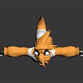 Anthropomorphic Creature Character With Orange Hair Horns And Black Outfit Standing Pose