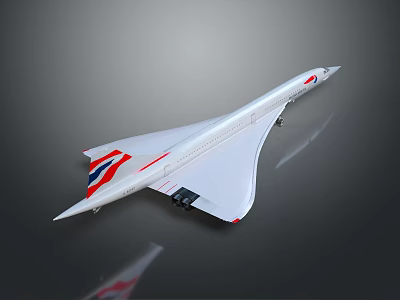 Sleek White Passenger Jet With Red And Blue Tail Livery And Supersonic Design 3d model