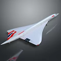 Sleek White Passenger Jet With Red And Blue Tail Livery And Supersonic Design