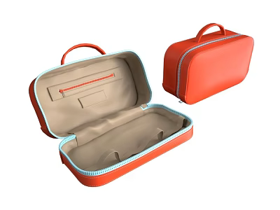Orange Travel Toiletry Bag With Open And Closed Design And Interior Compartments 3d model
