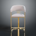 Modern Elegant Leisure Chair with Light Gray Fabric Curved Backrest and Golden Metal Frame