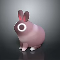 Cute Pink 3D Rabbit Character With Red Ears And Glowing White Eyes 3d model