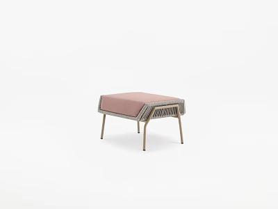 Pink Upholstered Ottoman With Metal Legs Modern Design For Living Room 3d model