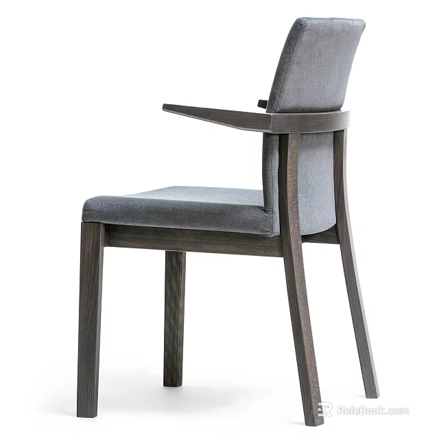 Modern Leisure Chair With Gray Upholstery And Wooden Armrests Design 3d model 