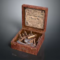 Vintage Brass Nautical Sculpture Carving Tools in Wooden Box with Parchment