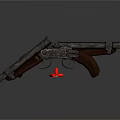 Vintage Revolver Pistols With Metal Finish And Red Magazines On Dark Background