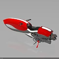 Futuristic Red White Space Themed Motorcycle Streamlined Design Black Seat Metallic Exhaust Black Background Reflection