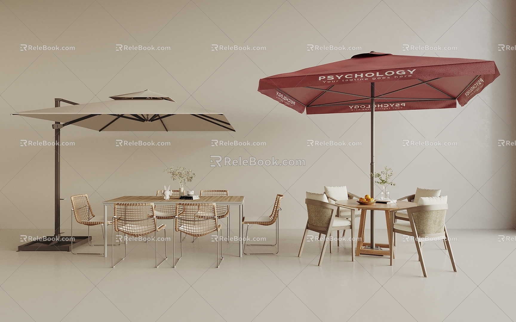 Modern Outdoor Leisure Table and Chair Parasol Leisure Table and Chair 3d model