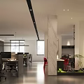 Modern Public Office Space With Workstations Ergonomic Chairs Green Plants And Pendant Lights