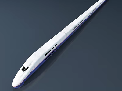 High speed Train with streamlined design white body blue stripes and modern windows 3d model