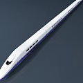 High speed Train with streamlined design white body blue stripes and modern windows