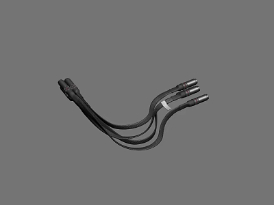 Black Multi Plug Cable With Multiple Connectors And Flexible Design For Devices 3d model