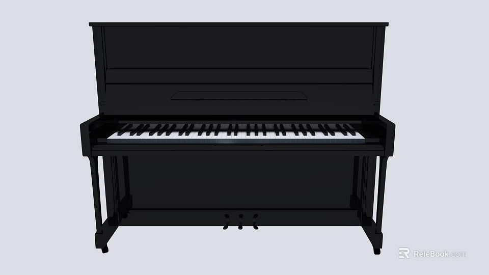 Classic Black Upright Piano As Musical Instrument With Smooth Keys And Sturdy Frame 3d model 