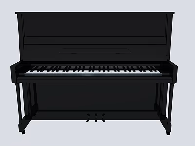 Classic Black Upright Piano As Musical Instrument With Smooth Keys And Sturdy Frame 3d model