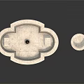 Stone Round Table With Central Hole And Tall Pedestal Planter For Outdoor Decoration