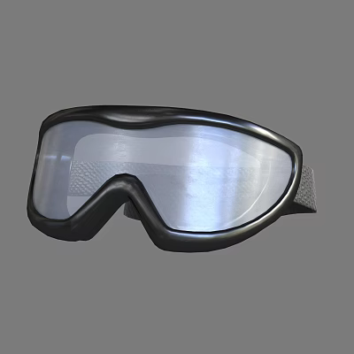 Safety Goggles For Daily Use Featuring Black Frame And Clear Lens Design 3d model