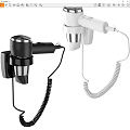 Wall Mounted Black And White Hairdryers With Coiled Cords For Daily Use
