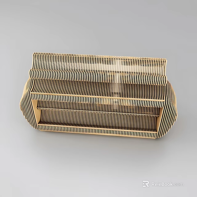 Modern Woven Dining Chair With Black And White Striped Rattan Design And Stylish Look 3d model 