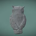 Three Dimensional Owl Sculpture Hand Carved In Stone With Detailed Texture And Lifelike Eyes