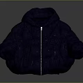 Stylish Blue Hooded Down Jacket With Zipper Closure Loose Fit Thick Warm Winter Outerwear