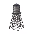 Industrial Factory Elevated Water Tower With Metal Frame And Cylindrical Tank