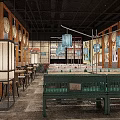 HeFu Noodle Restaurant Interior With Traditional Chinese Decor Wooden Screens And Dining Tables