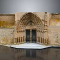 Ancient Architecture Featuring Arched Doorway Stone Brick Exterior And Carved Details
