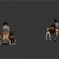 Game Movie Archer Character With Bow And Dog Companion In Standing Jumping Poses