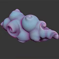 Abstract Spiral 3D Sculpture With Pastel Blue Purple Hues And Smooth Rounded Forms